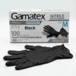 دستکش نیتریل مشکی غیر پودری حریر مدل GAMATEX بسته ۱۰۰ عددی - Image 2